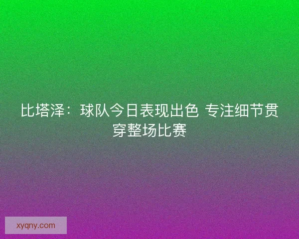 比塔泽：球队今日表现出色 专注细节贯穿整场比赛